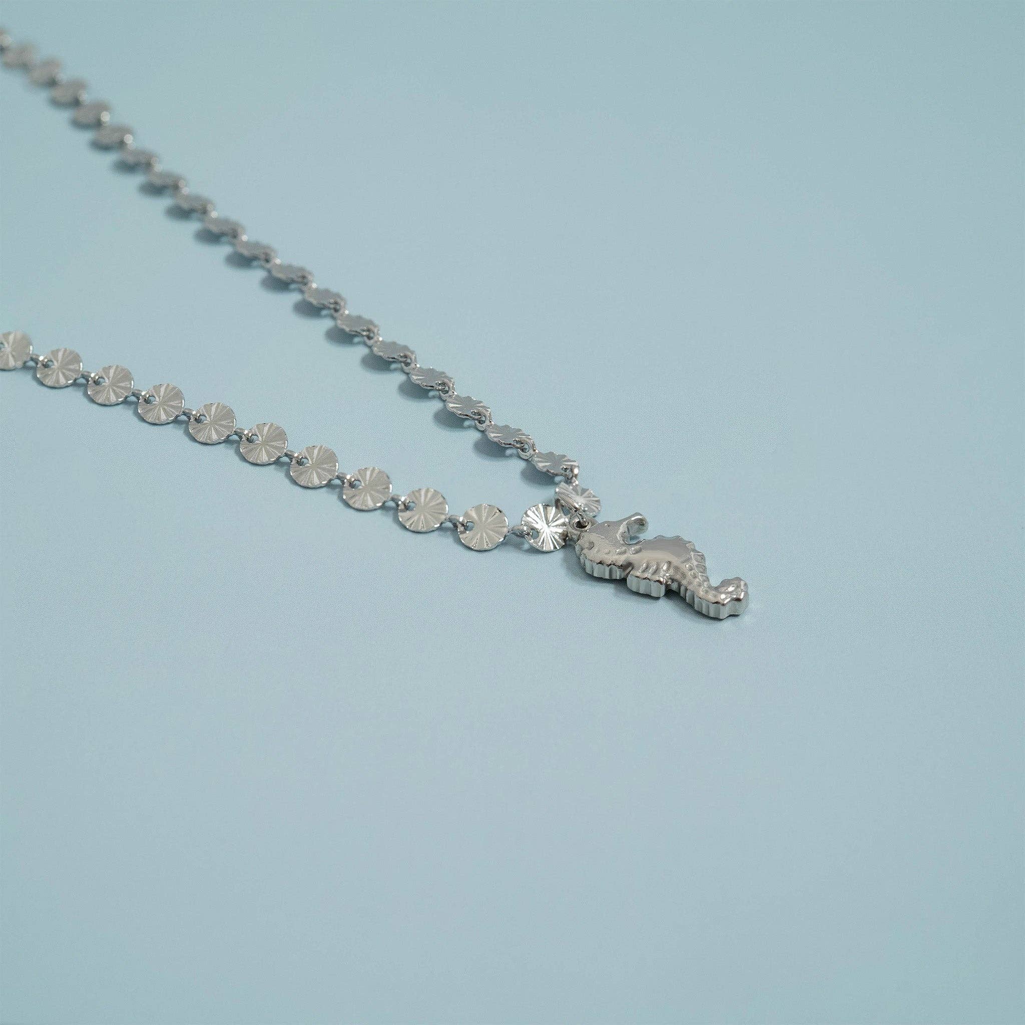 18K Gold PVD Stainless Steel Sunburst Chain Necklace: Stainless / 18+2"