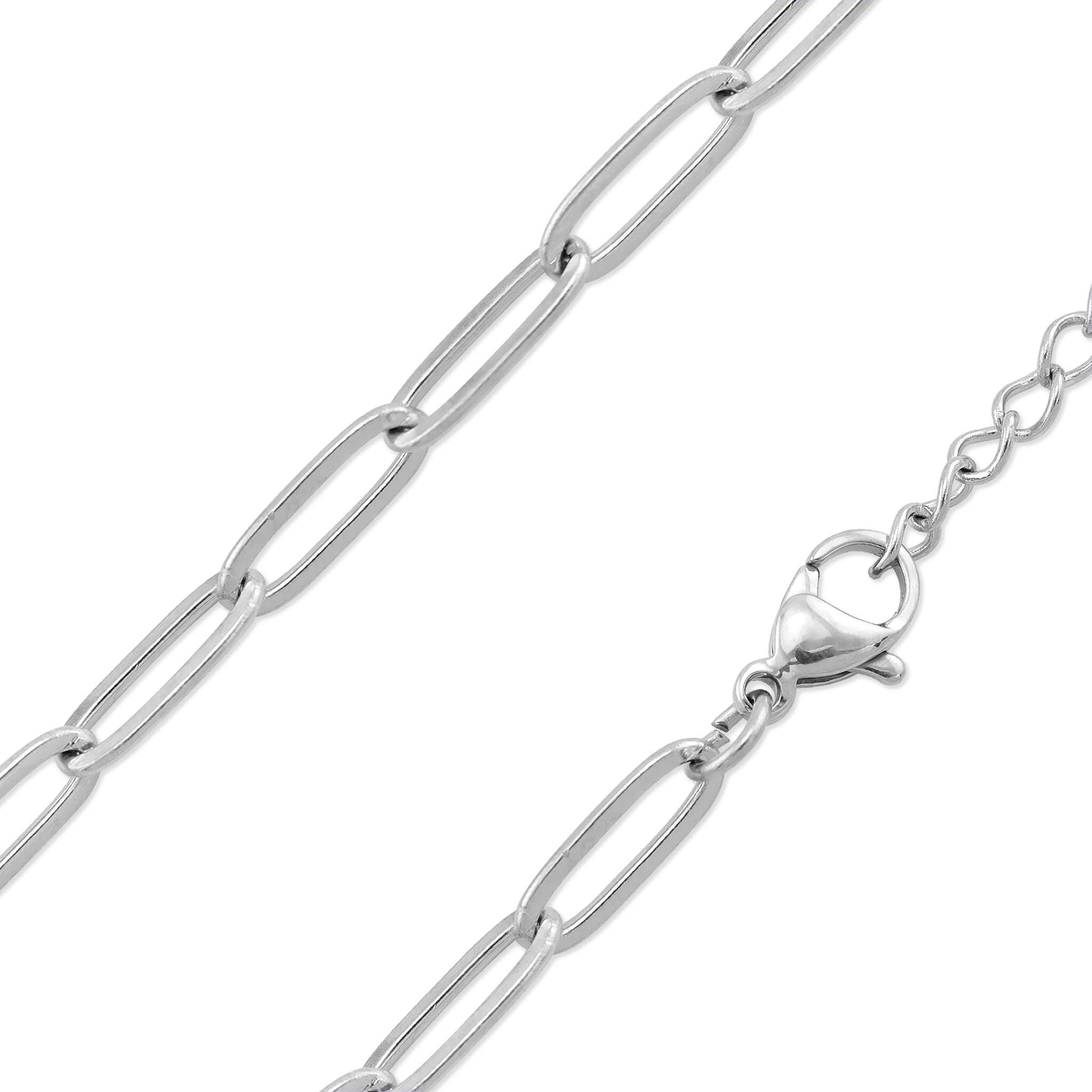 Stainless Steel Paperclip Chain Necklace: 24+02” / 4mm