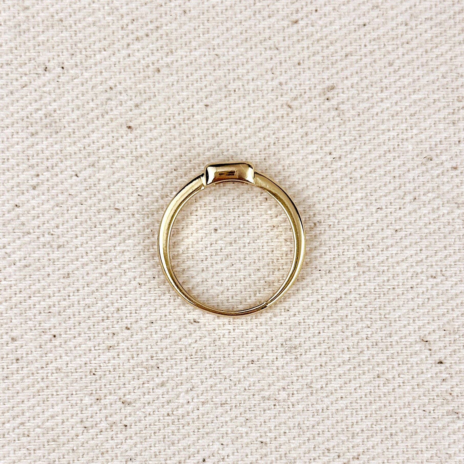 18k Gold Filled Colored CZ Rectangle Solitaire Ring: Black / 7