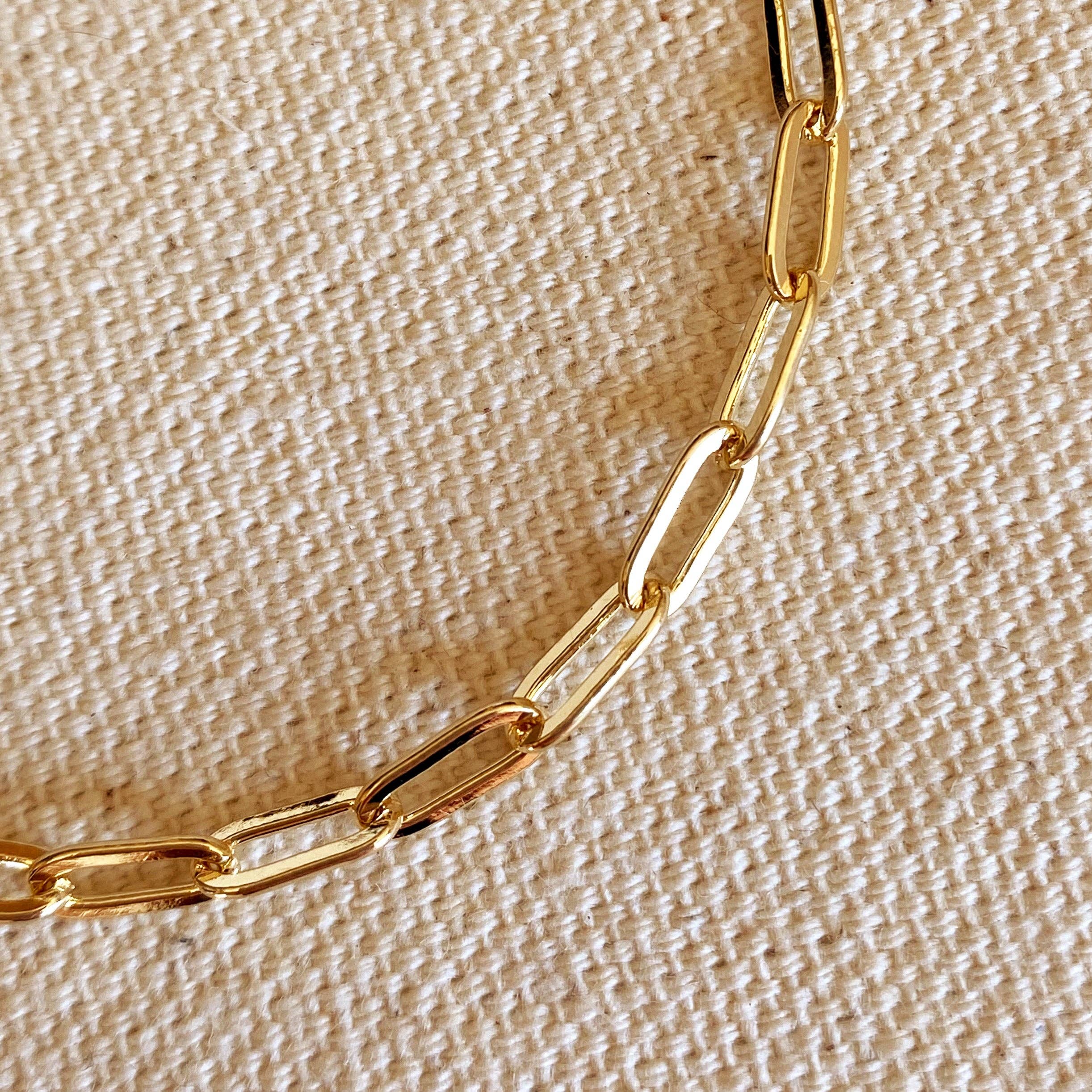 18k Gold Filled Short Link Paperclip Bracelet: 7 inches