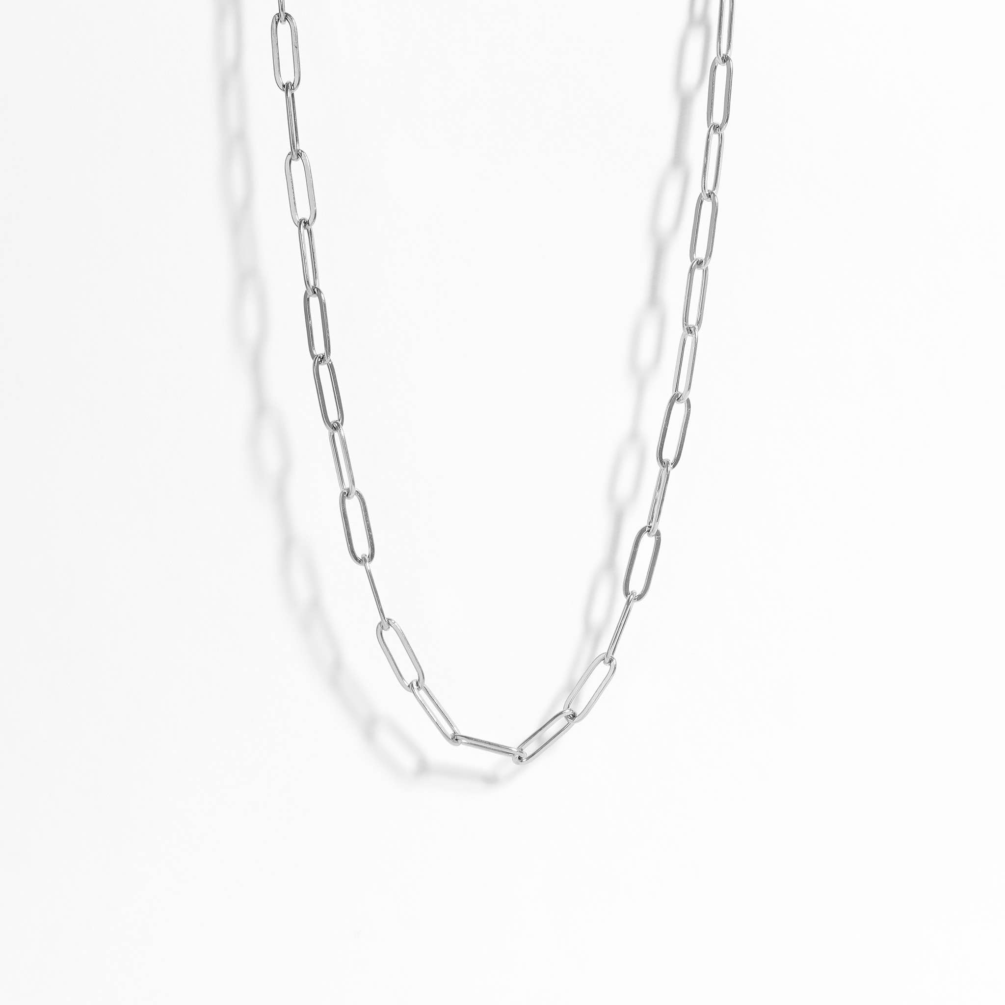 Stainless Steel Paperclip Chain Necklace: 24+02” / 4mm