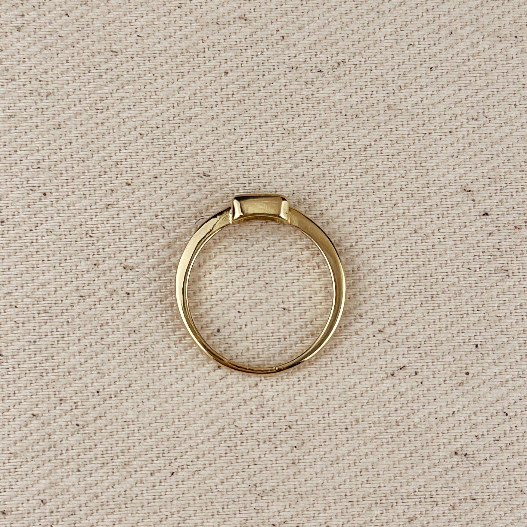 18k Gold Filled Colored CZ Rectangle Solitaire Ring: Black / 7