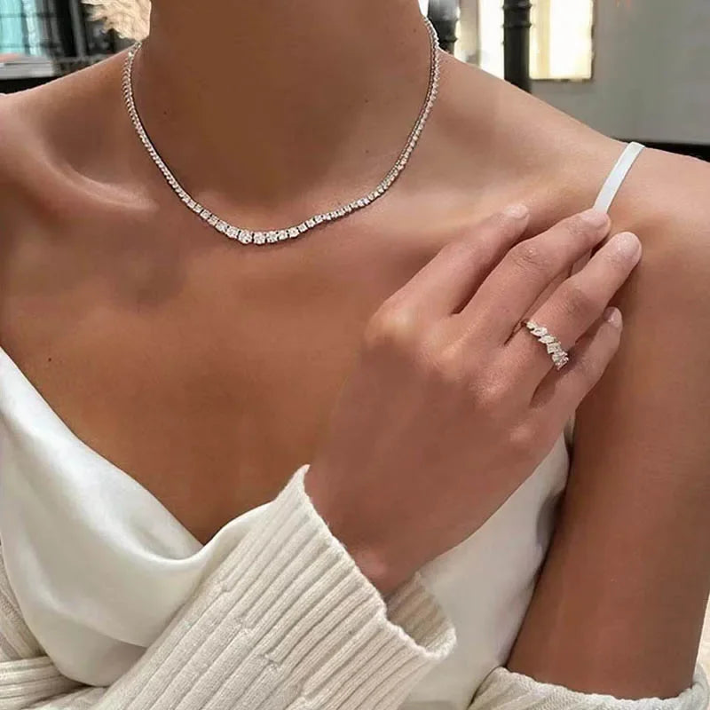 Gold Gradient Lab Diamond Neck Chain Luxury Jewelry