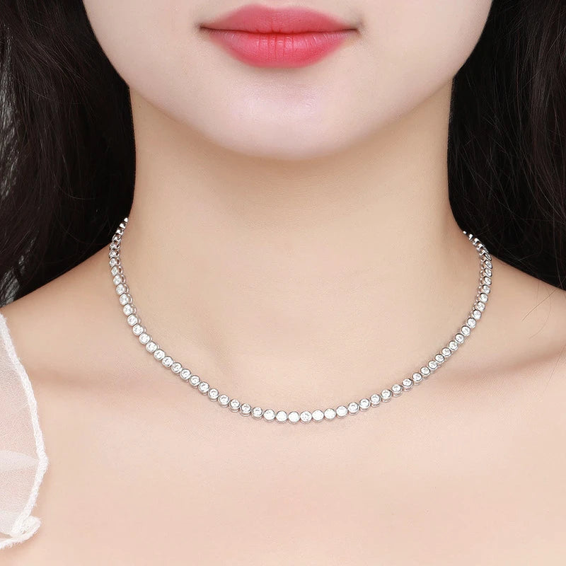 Full Diamond Bezel Neck Chain Luxury Party Jewelry