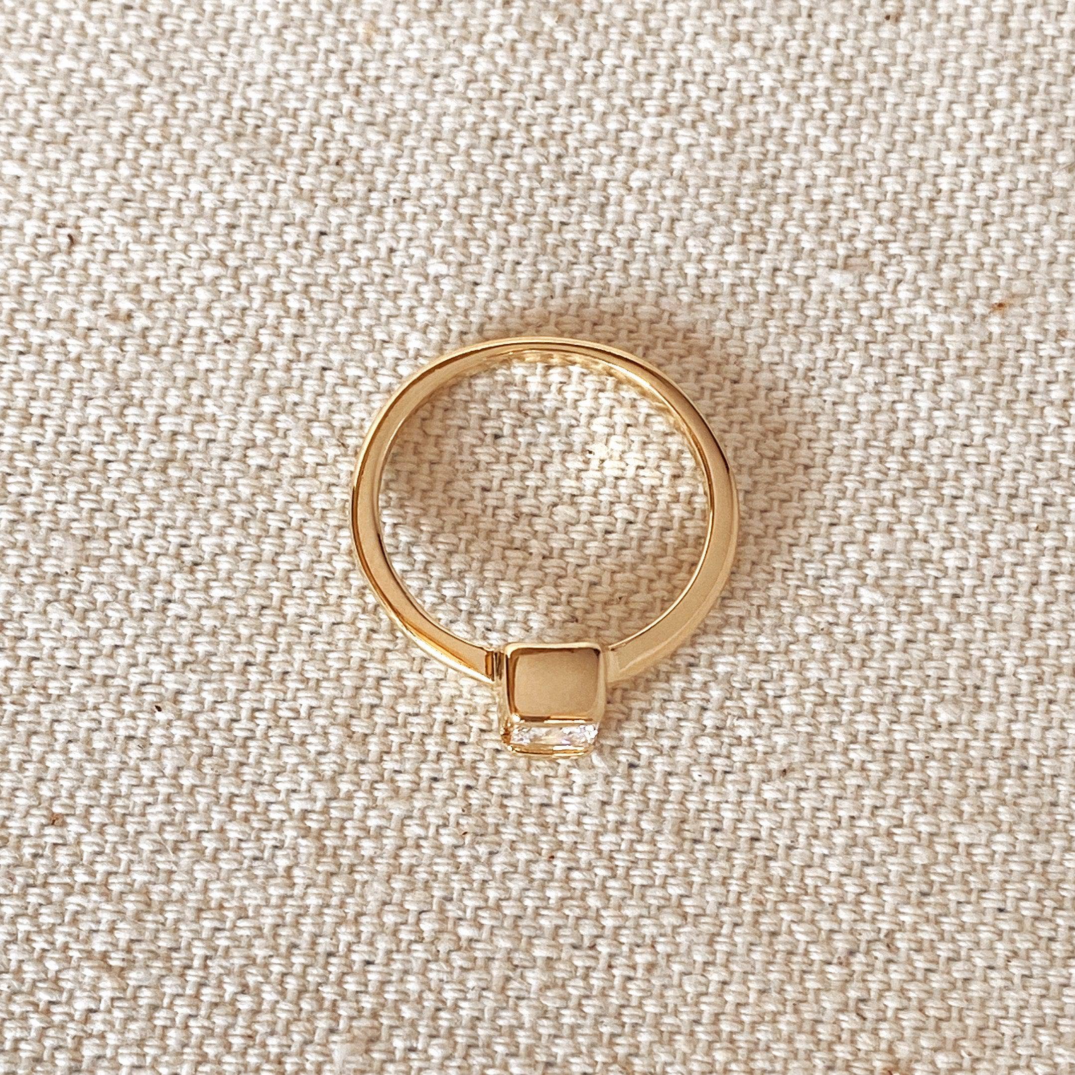 Dainty 18k Gold Filled Square Solitaire Ring: 8