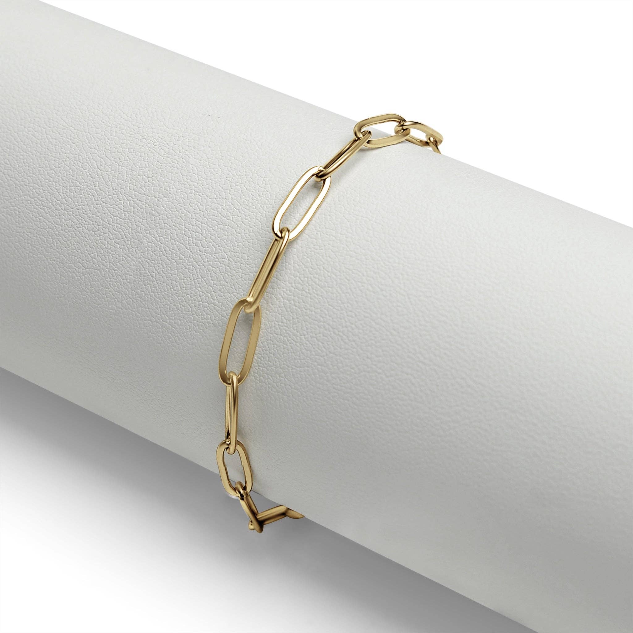 Stainless Steel Paperclip with Charm Keeper Chain Bracelet: Stainless / 7.5"