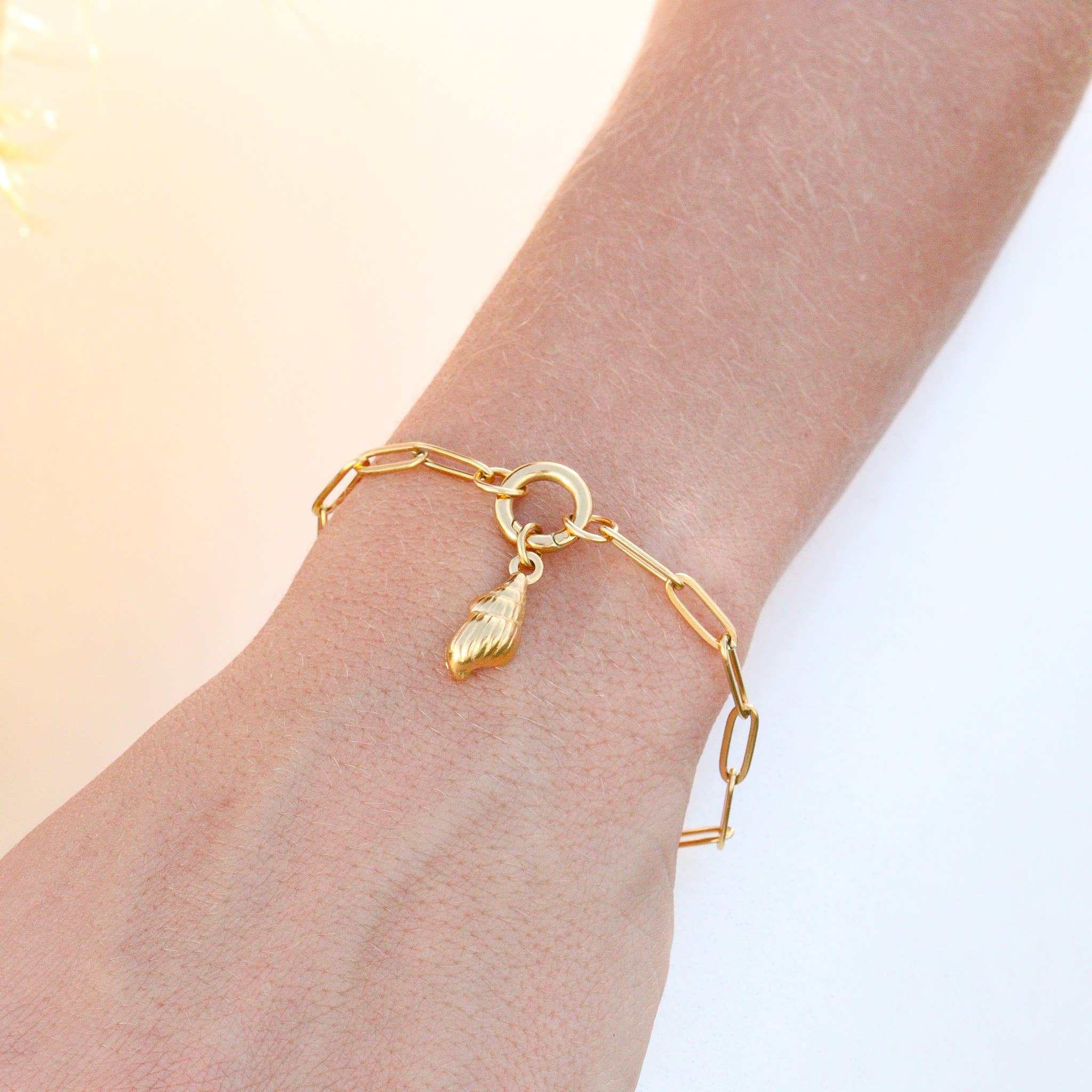 Stainless Steel Paperclip with Charm Keeper Chain Bracelet: Stainless / 6.5"