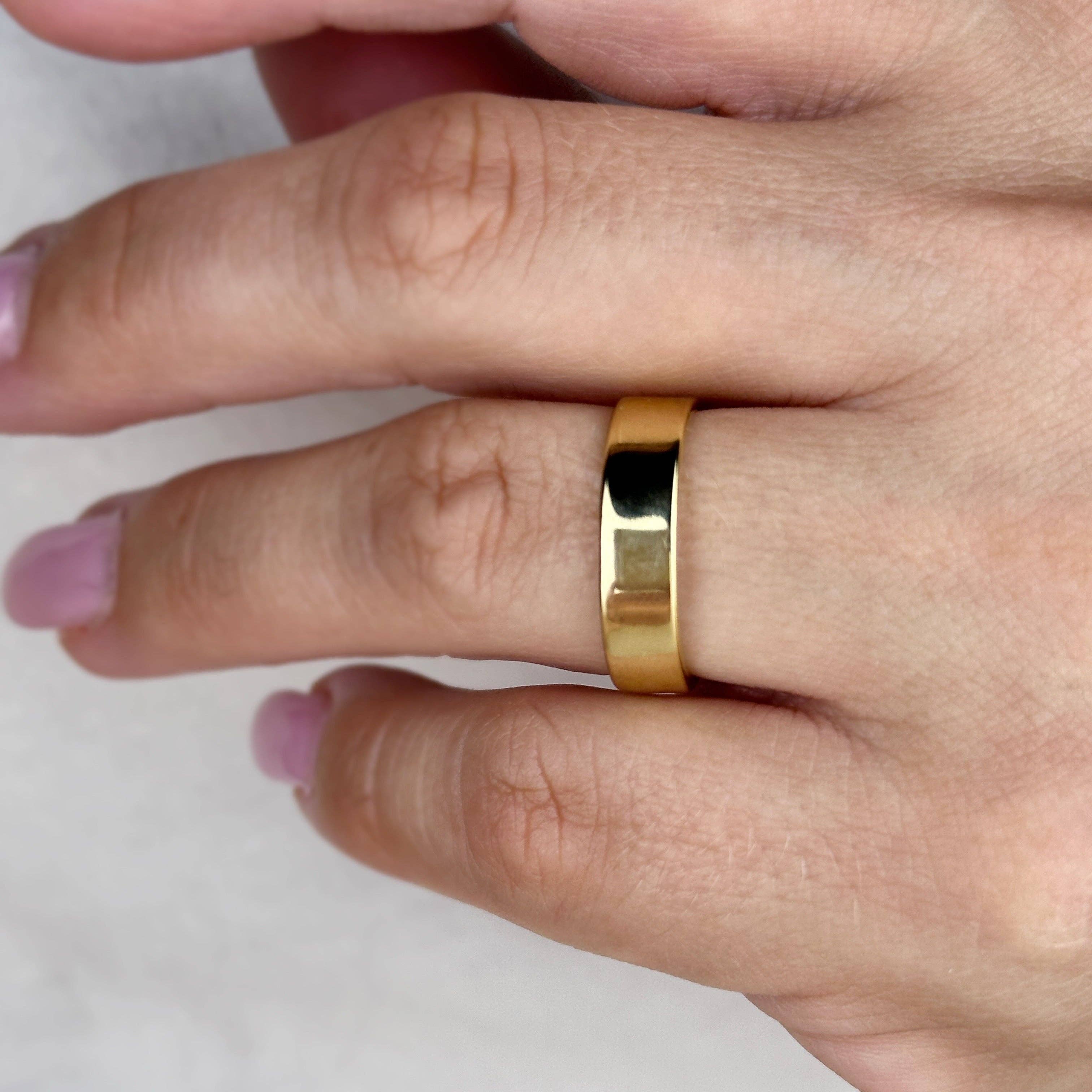 18k Gold Filled Polished Flat Band Ring: 7