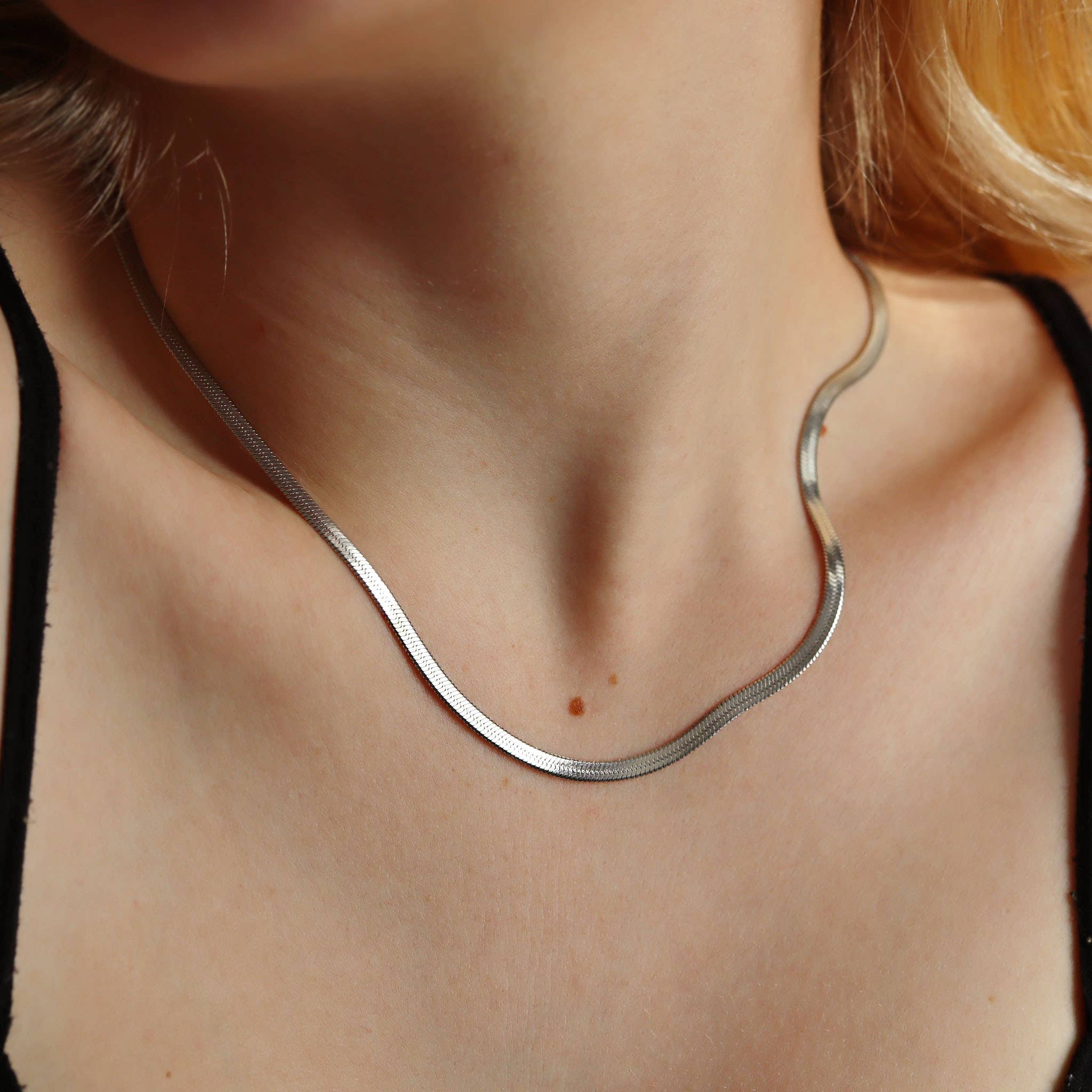 Stainless Steel Herringbone Chain Necklace: 20" / 3mm