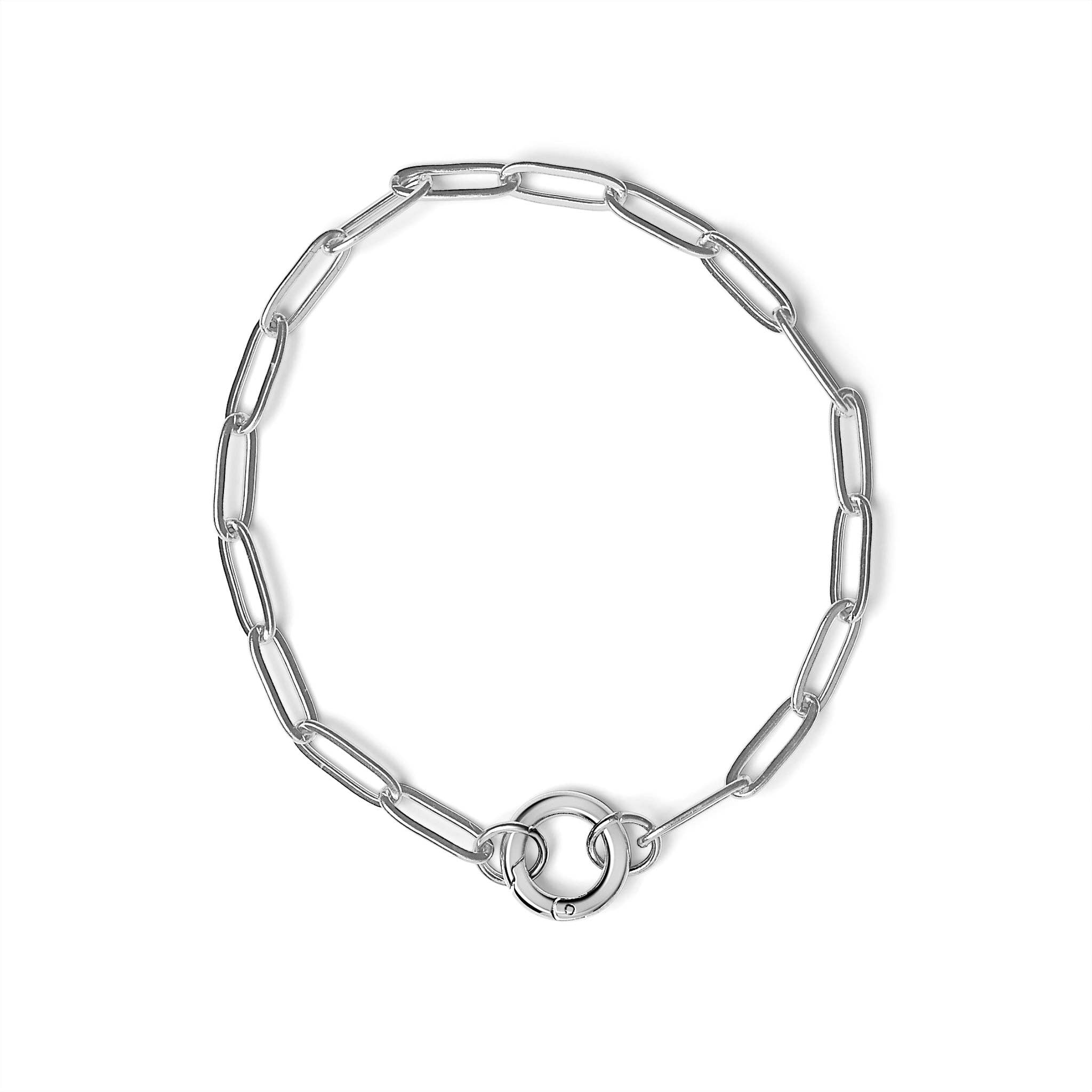 Stainless Steel Paperclip with Charm Keeper Chain Bracelet: Stainless / 7.5"