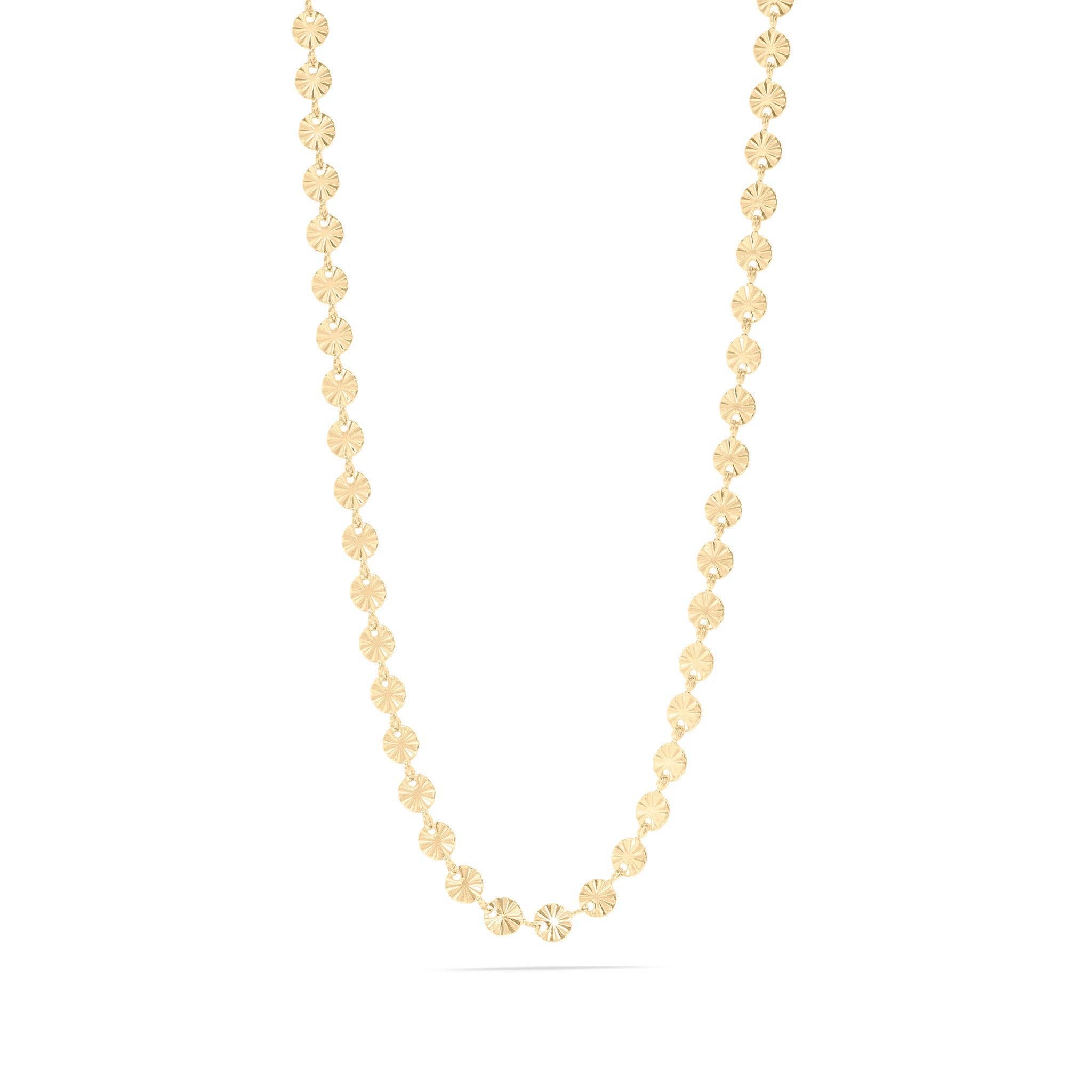 18K Gold PVD Stainless Steel Sunburst Chain Necklace: Stainless / 18+2"