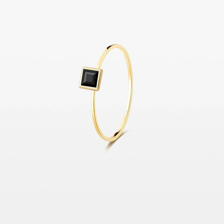 Series Pluto Black Agate Gem 18K Gold Ring