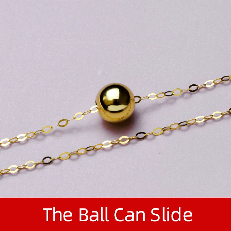 Real 18K Gold Jewelry Necklace Solid Gold Ball Pendant