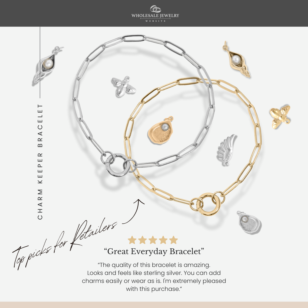 Stainless Steel Paperclip with Charm Keeper Chain Bracelet: Stainless / 7.5"