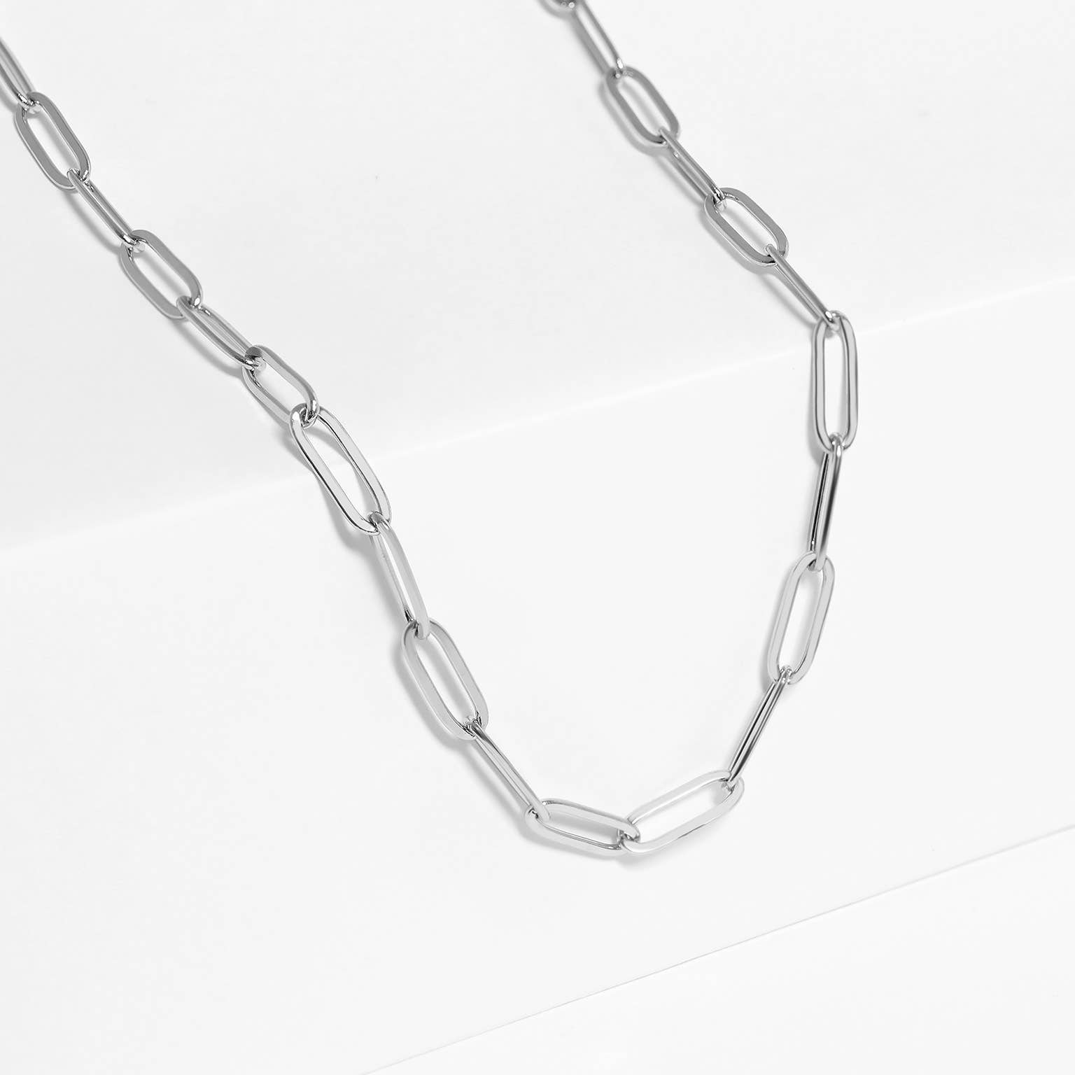 Stainless Steel Paperclip Chain Necklace: 24+02” / 4mm