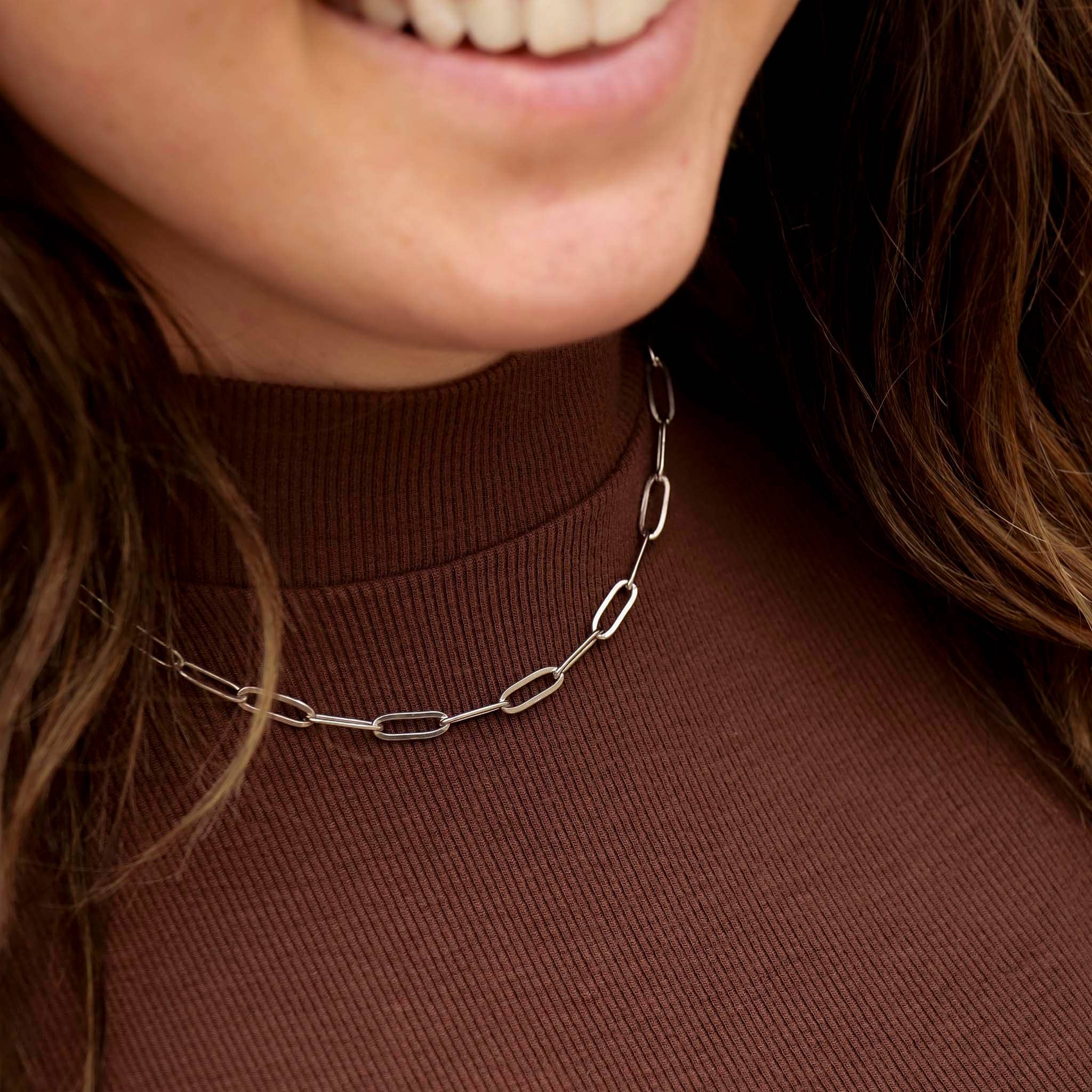 Stainless Steel Paperclip Chain Necklace: 24+02” / 4mm