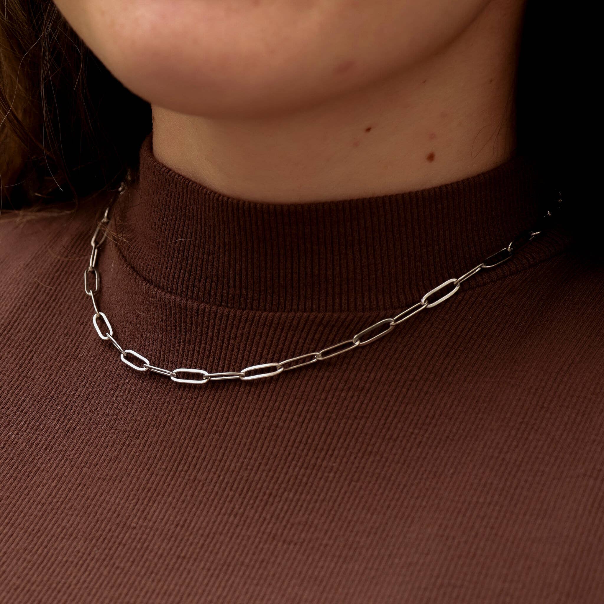 Stainless Steel Paperclip Chain Necklace: 24+02” / 4mm