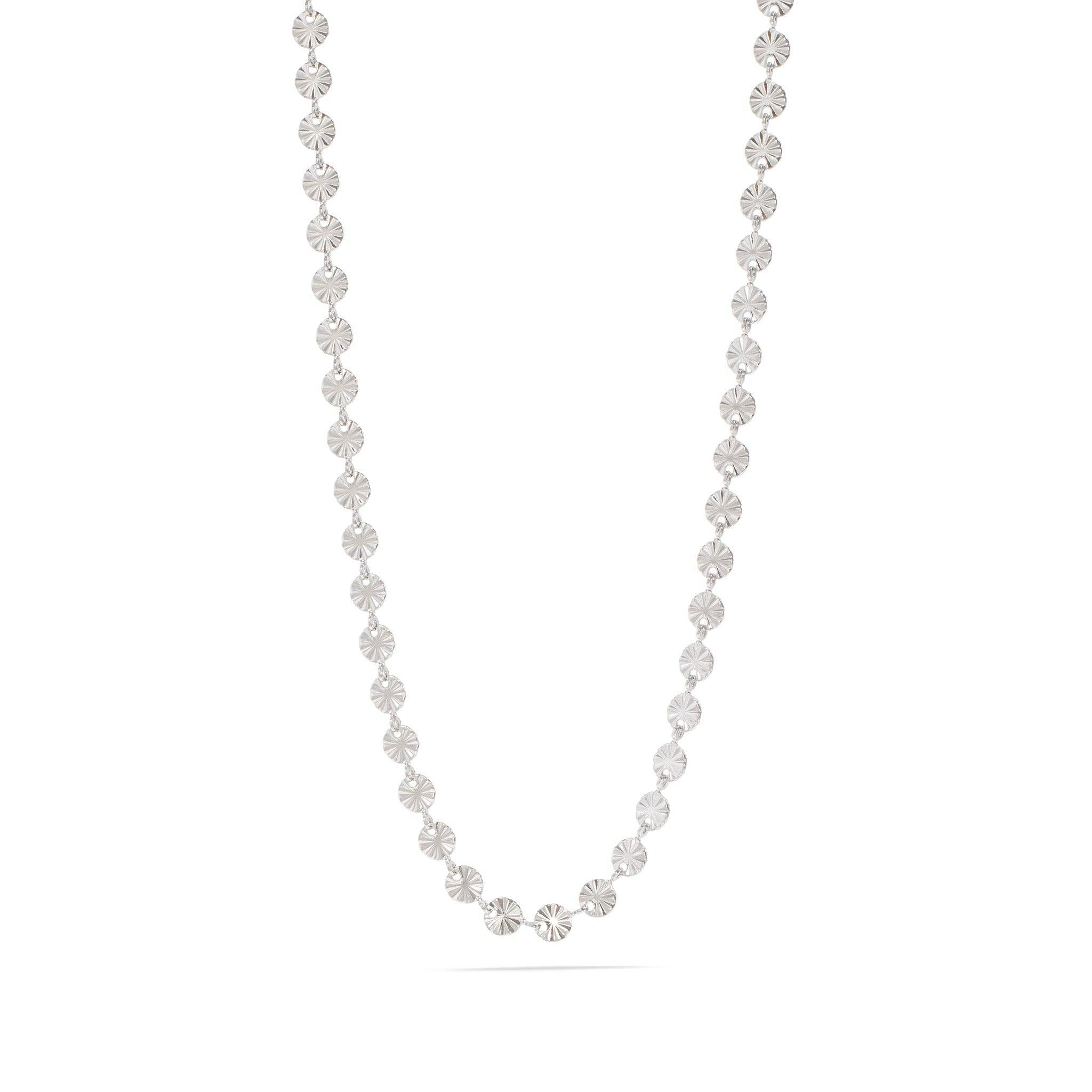 18K Gold PVD Stainless Steel Sunburst Chain Necklace: Stainless / 18+2"